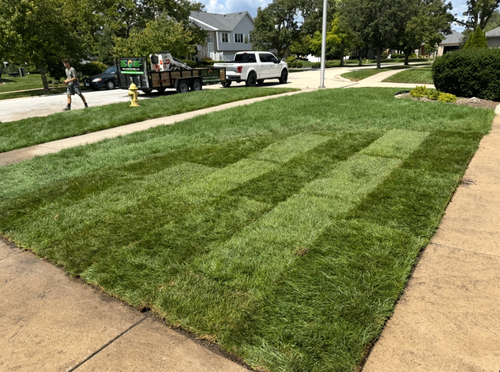 N&M Landscaping crew installing sod